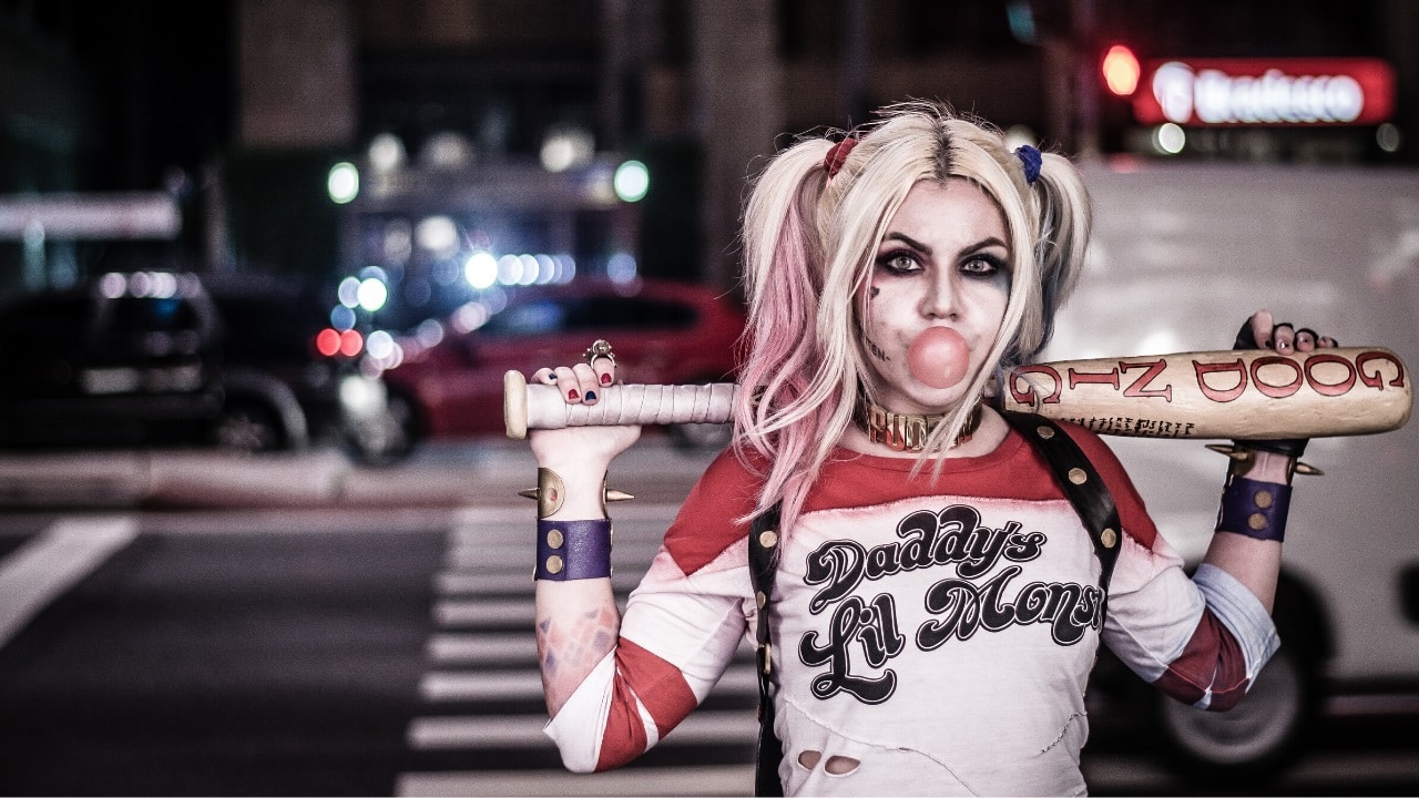 affaf khan add harley quinn face sitting photo